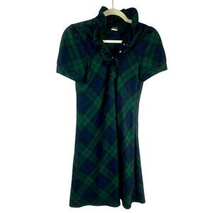 J Crew Factory Plaid Sheath Dress Women 2 Blue Green Blackwatch Short Sleeves